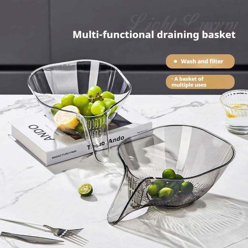 AUNONT Multifunctional draining basket household new kitchen dishes draining plastic storage fruit tray creative draining basket