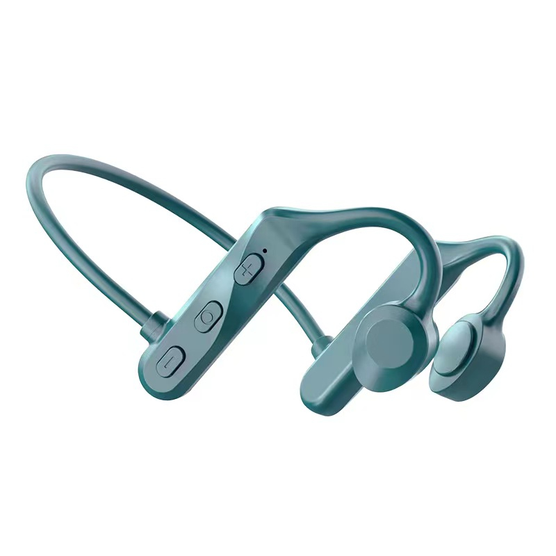 New bone conduction Bluetooth headset Earless wireless sports fitness Ear-hanging vibrato explosion modelsgreen