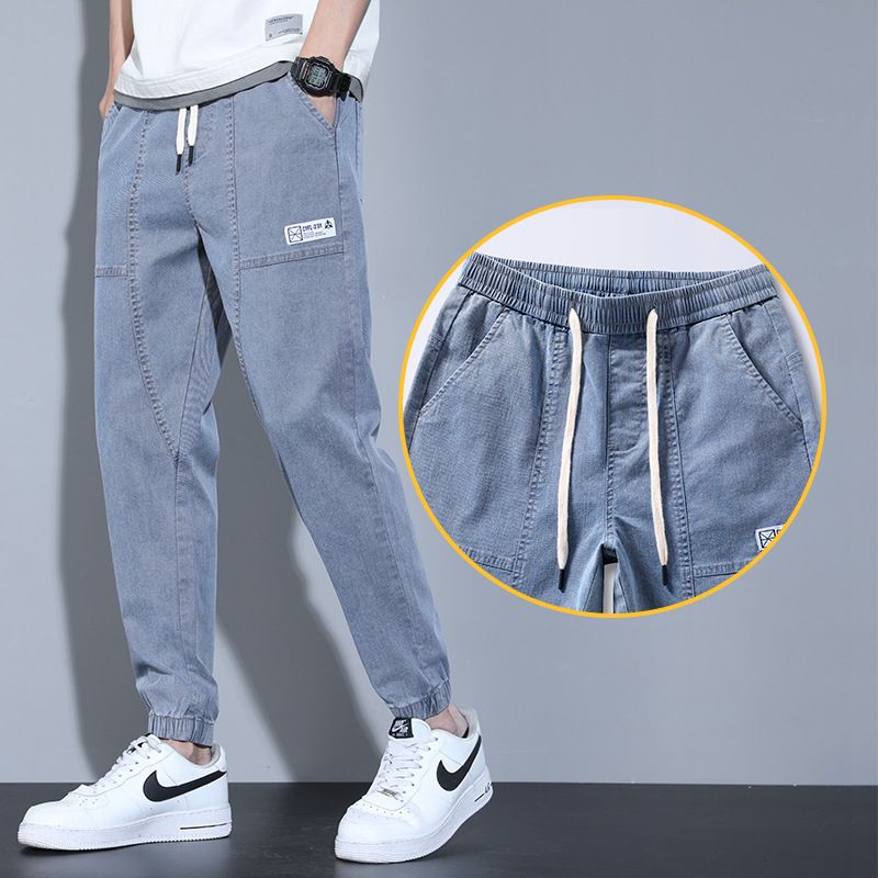 . Men's Spring and Autumn Loose Jeans ,Thin Cropped Casual Pants