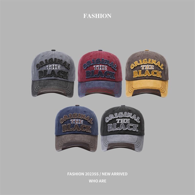 ZB Creative Baseball Cap Extended Brim Denim Outdoor Sun Hat Embroidered Letter Summer Sun Protection Cap
