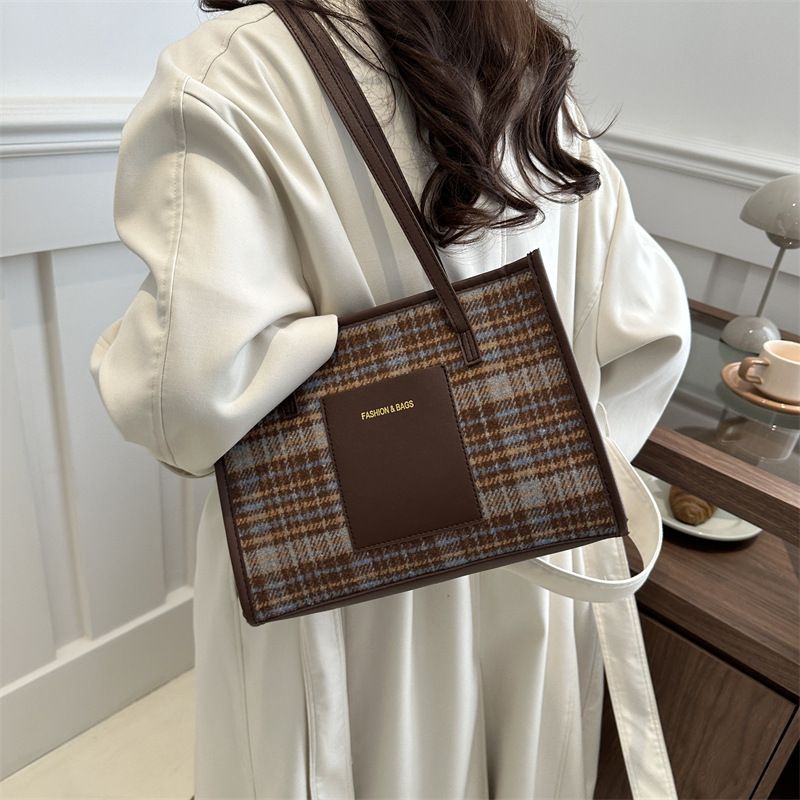 ty6481 New Fashion Contrast Color Handheld Large Bags For Women Briefcase Single Shoulder Cotton Linen Tote Bag Women Bags