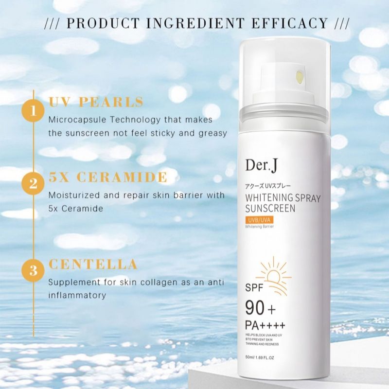 Der.J Sunscreen spray SPF90+ All weather sunscreen spray，Refreshing moisturizing sunscreen spray ，skin whitening Sunscreen Facial Care 