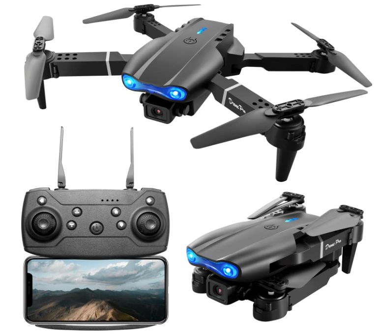 E99 Drone With Camera, Dual Camera FPV WiFi, Foldable RC Quadcopter Drone, Remote Control Drone  For Beginners Men's Christmas Halloween Gifts,Indoor And Outdoor UAV, Contain Battery,E88 Pro Beginner Drone with 4K Dual Cameras 4 Axis WiFi Control 15 Min Flight LED Lights