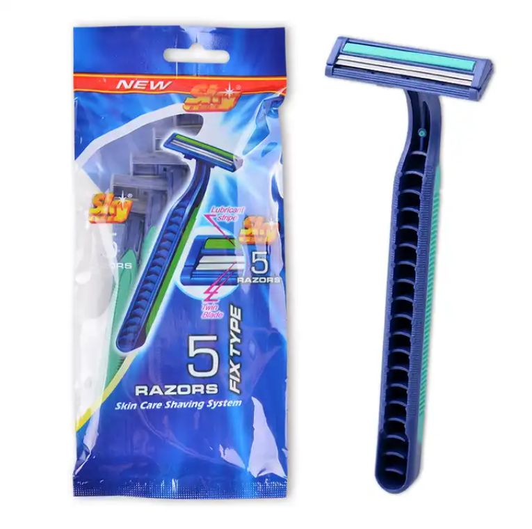 Sky Blue 5 Pieces twin blades razor blades disposable razor - Reusable Shaving razor blades - stainless steel twin blades