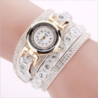 New winding strap small circular watch, simple and fashionable casual women's watchWhite