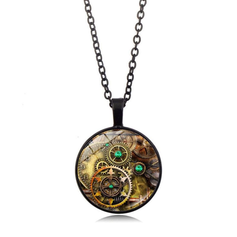 Mechanical Time Gemstone Pendant Necklace CRRSHOP free shippingpendant+chain # 04