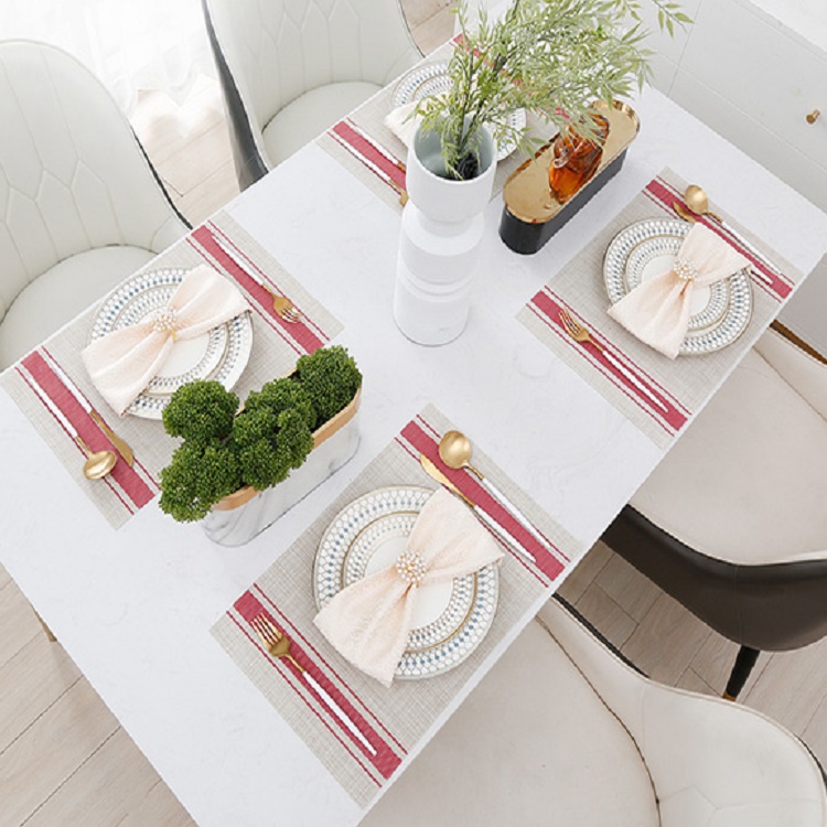 Createshao PVC Vinyl Placemats for Dining Table Set,Heat Resistant Place Mats,Non-Slip Stain Resistant Kitchen Table Place mat