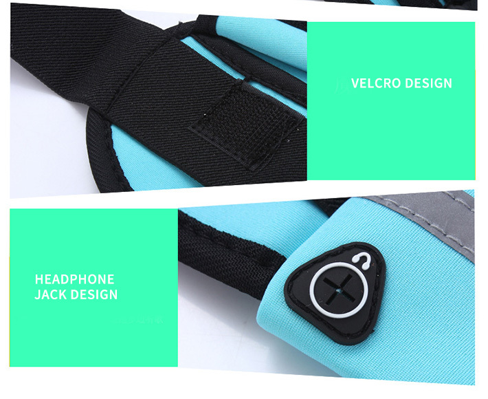 Reflective Running Belt Pouch Fanny Pack, Unisex Waterproof Waist Pouch Phone Holder Adjustable Workout Pack with Headphone Port Fits 6.5'' Phone