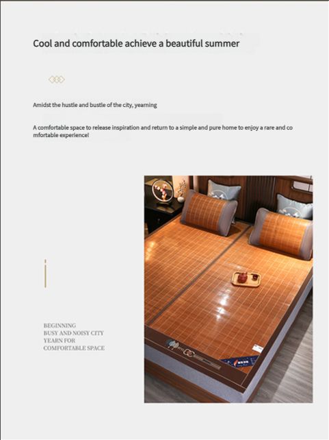Summer mat pure natural carbonized bamboo mat foldable household bamboo mat double-sided rattan mat student dormitory ice silk mat
