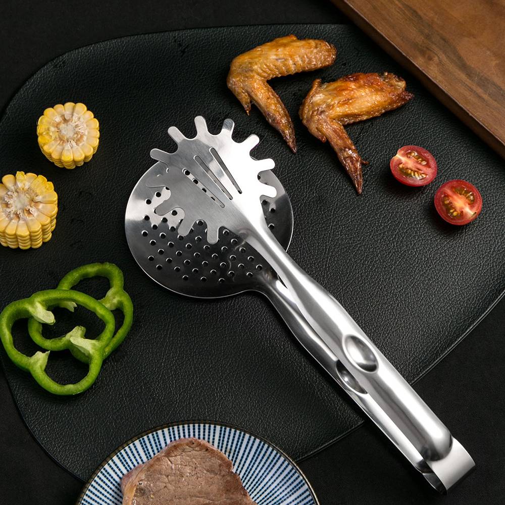 Multifunctional Stainless Steel Oil Frying Filter Spoon Colander Clip Mesh Oil Strainer Scoop Food Tong Kitchen Frying Accessories