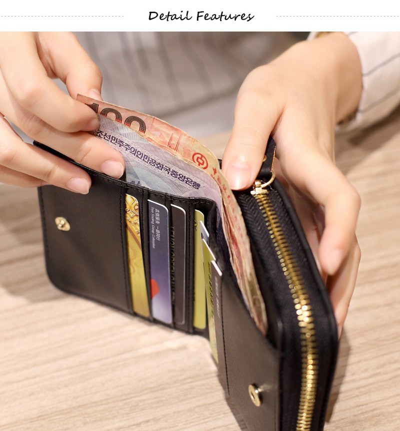 Women Short Wallets PU Leather Female Plaid Purses Card Holder Wallet Fashion Woman Cute Small Zipper Wallet With Coin Purse