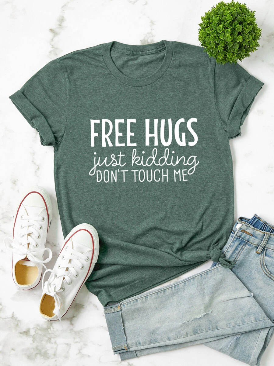 DX058# Women Slogan Graphic Tee T-Shirt