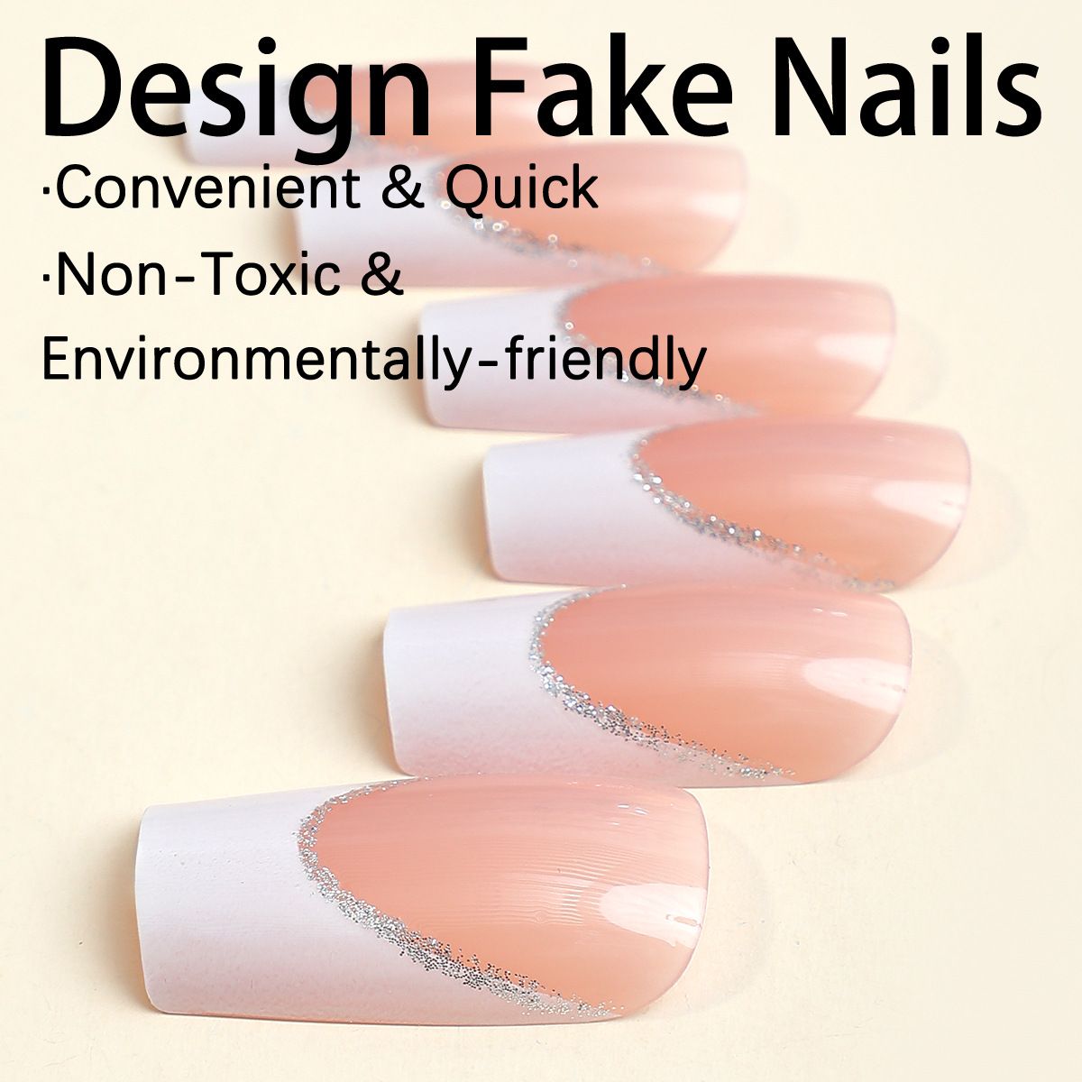 Best-selling long-tube European and American false nails finished rectangular French False nails wearable nail art