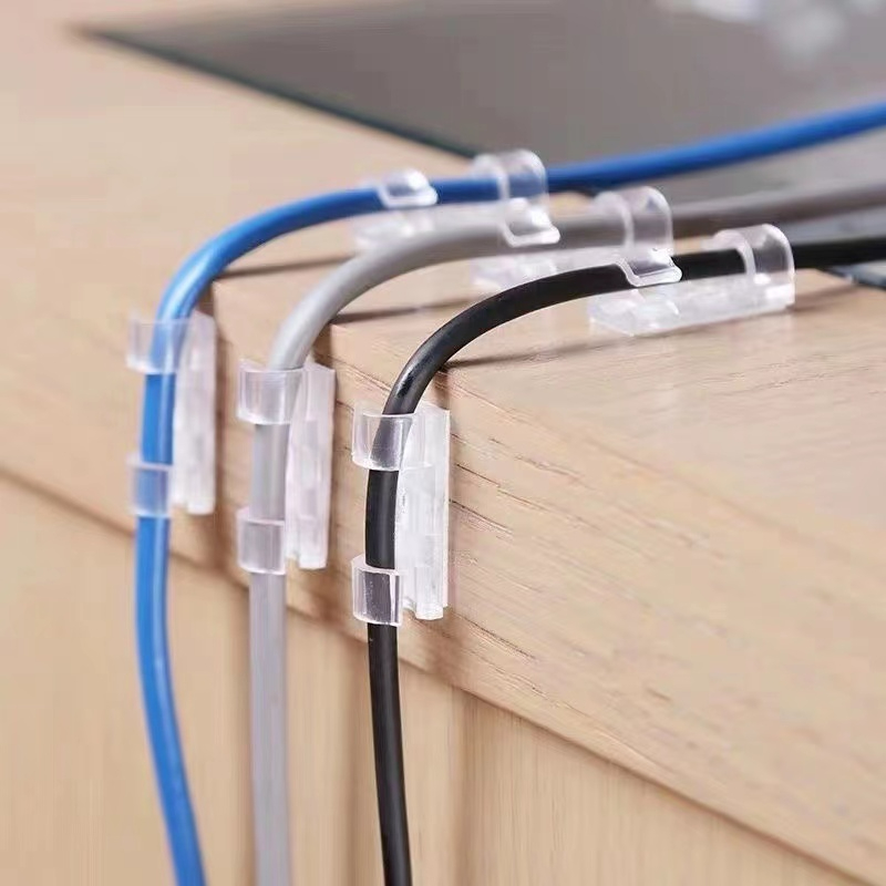 Self Adhesive Cable Management Clips, Cable Organizers Sticky Wire Clips Cord Holder for TV PC Laptop Ethernet Cable Desktop Home Office (Large,Transparent,16Pcs)