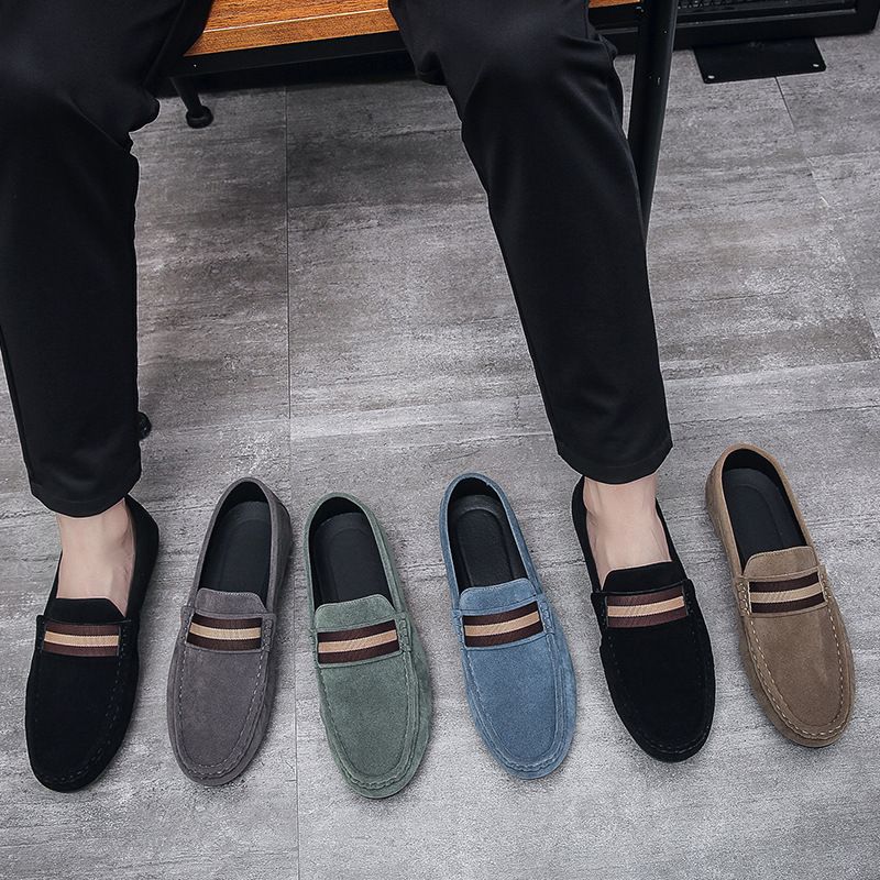 Bean shoes men's slip-on loafers flat shoes Fashion casual leather shoes men's shoes Cross-border plus-size men's loafers K017