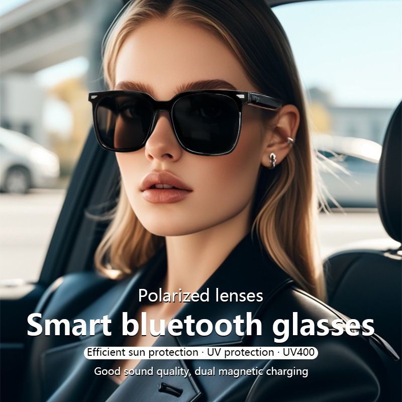 Multifunctional Smart Bluetooth Glasses, Polarized UV Blocking Sunglasses with Hands-Free Calling, Music Playing and Voice Navigation, Ultra Light Comfortable Wear Eyewear for Driving Outdoor Daily Use