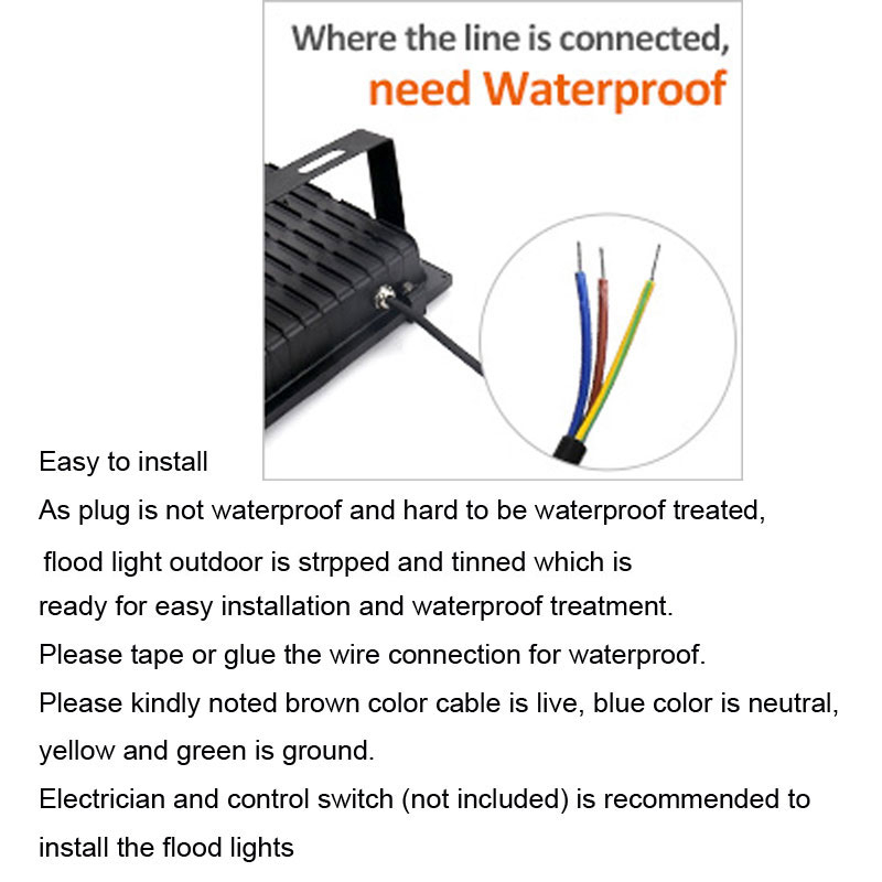 Cozy Cottage Flood Light Outdoor 100W LED Flood Light Plug in, LED Work Light  IP66 Waterproof Outside Security Light 6000K Daylight White Floodlight for Yard, Garden, Playground