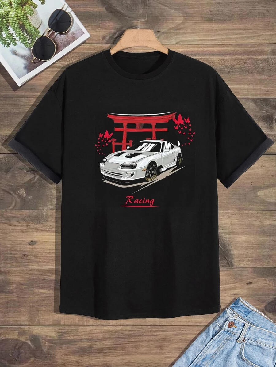 DX03# Men Japanese culture & Graffiti Print Tee T-Shirt