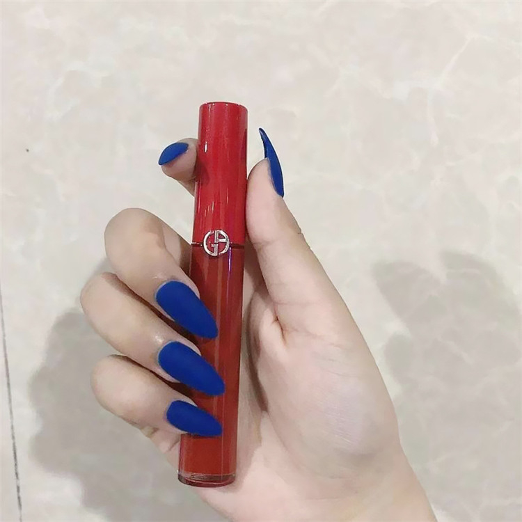 Fake Nails Matte Red And Blue Acrylic Frosted Ballerina Acrylic For Nails For Women