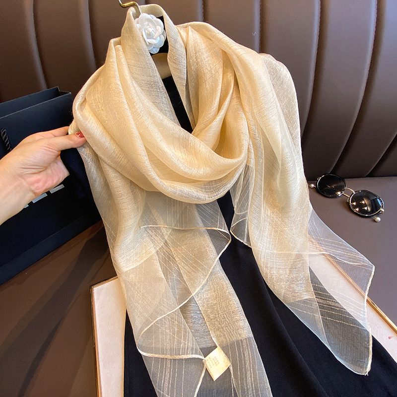 Spring and summer new Korean version of silk blended scarf female fashion temperament gold and silver long shawl dual-purpose scarves to keep warm