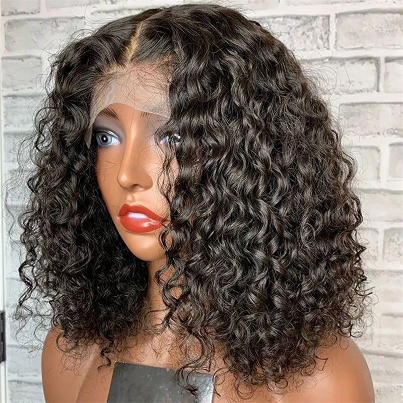 Fashion Short Popular Trend Black Wig Full Head Hair Short Hair Female Front Lace African Small Curly Wigs Full Headgear Makeup
