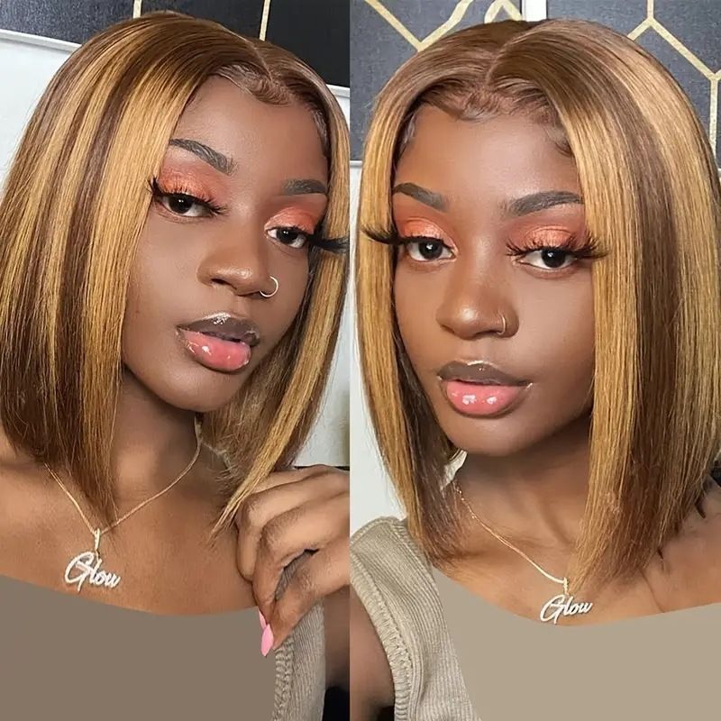 Cheap Raw Brazilian Virgin Hair Ombre 4/27 Highlight Short Bob Wig For Black Women Hd Lace Frontal Wig Human Hair Lace Front Wig