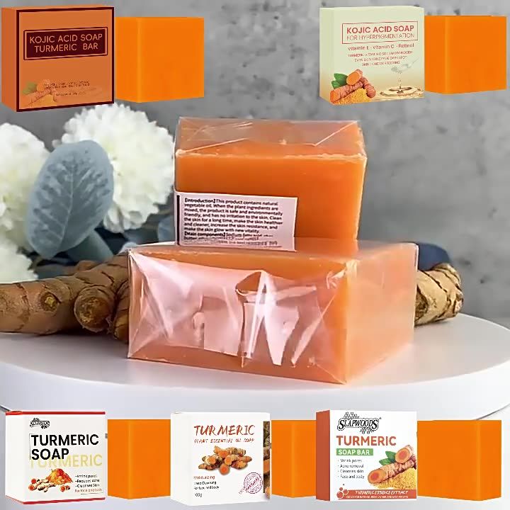 Turmeric facial cleanser oil control cleansing moisturizing brightening fading acne marks exfoliating skin tone cleansing mousse turmeric soap skin care set