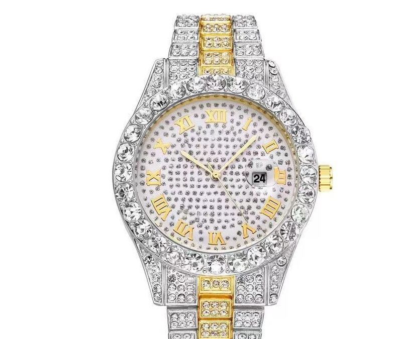 Large dial watch men's watch Roman scale steel strip men's watch Starry Sky business leisure calendar quartz watchintermediate gold