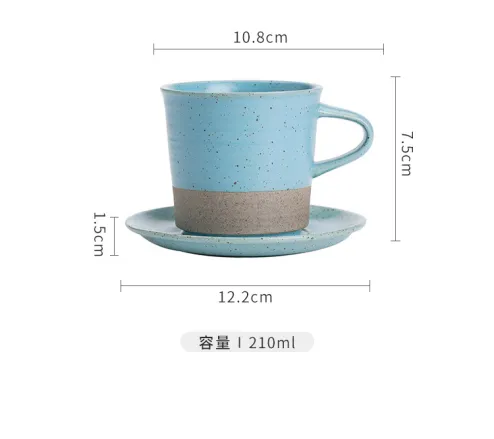 Vintage Coffee Mug Retro Style Ceramic Cups with Tray 210ml Kiln Change Clay  Breakfast Dessert Bread Cup Unique Gift for Friends