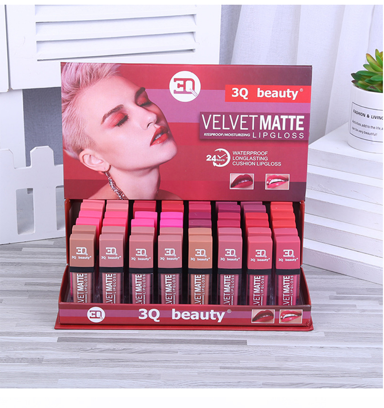 LP-8980 Waterproof Long Lasting 24 Colors lipstick Set Matte Lip Gloss Durable Liquid Lipgloss Set, 48PCS/BOX

