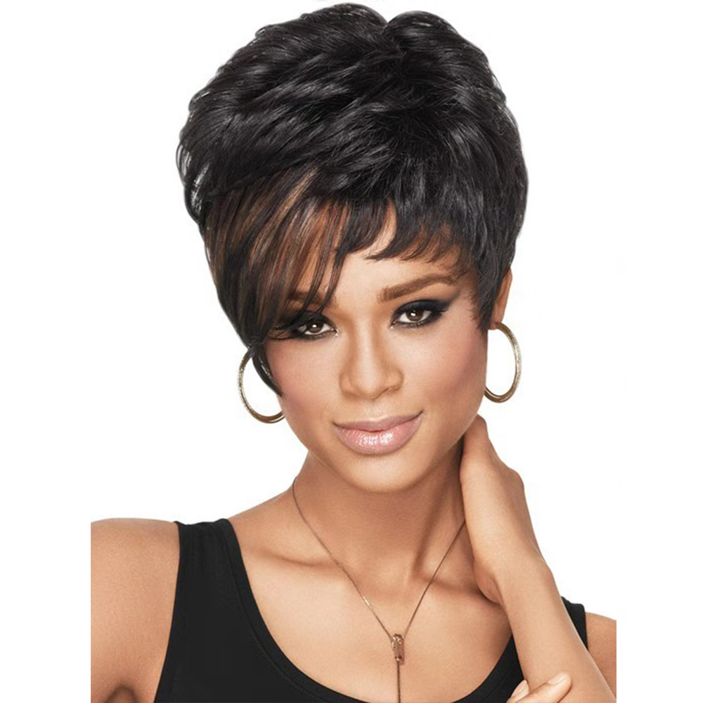 c8127/3707 Short Pixie Cut Wigs With Bangs Cute Brown Wig for Women Men Wigs Natural Looking Wig Heat Resistant Fiber Daily Party Wigs