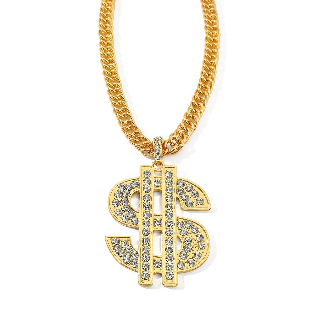 American gold necklace, hip hop personalized hipster, necklace with diamonds, dollar turn pendant necklace.6