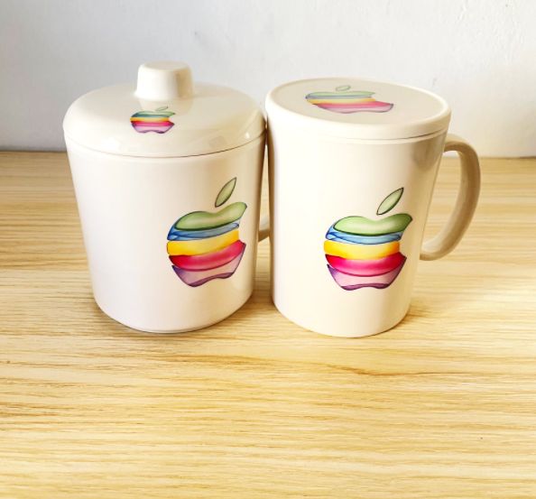 1 Piece GR High-quality Melamine Tableware Colorful Apple Print Design Luxury Tea, Coffee Cup With Lid