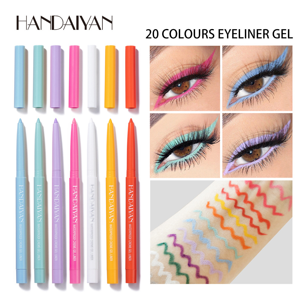 H2016 HANDAIYAN 20 Color Option Matte Eyeliner Gel Pencil Easy to Wear Colorful White Yellow Blue Eye Liner Pen Cream Makeup Cosmetics