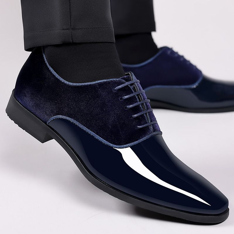 Men's dress business leather shoes light trend men's single shoes low help British pointed spot wedding groom shoes 9913
