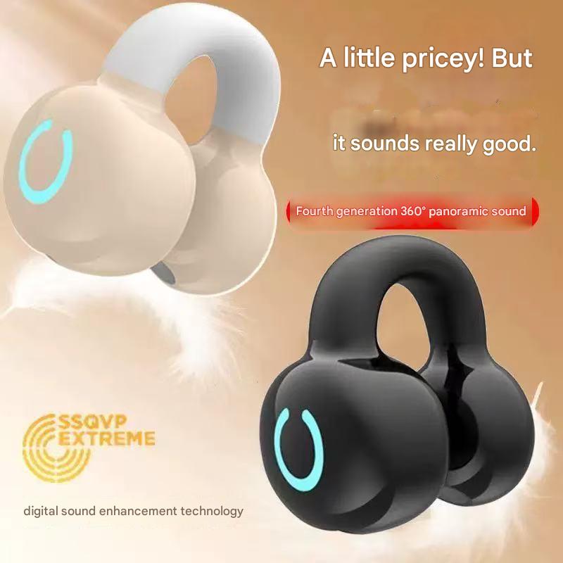 YX09 Berlin Sound Clip-on Bone Conduction Wireless Bluetooth Earphones, Open Ear Sport Headphones with Noise Reduction & Long Lasting Battery Life
