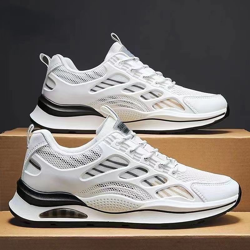New spring 2025 youth trendy men's shoes, Korean version breathable and versatile white sneakers, running student casual sports shoes