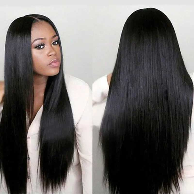 Ladies Gift Long Straight Hair Middle Part Black Wigs For Women Wigs girl wigs Black one size
