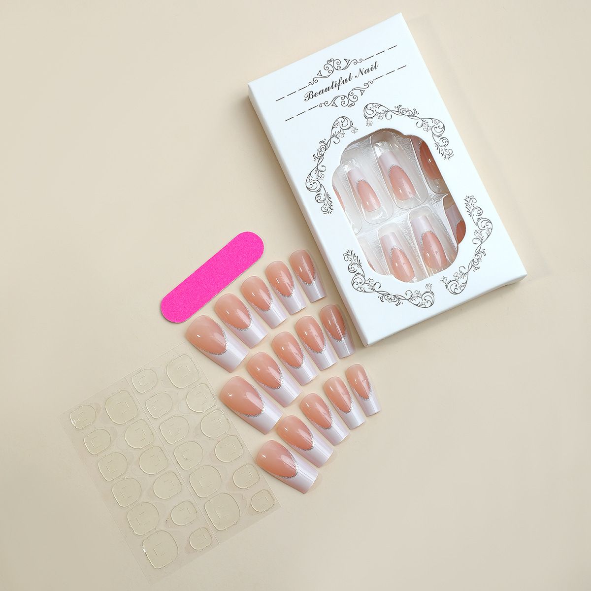 Best-selling long-tube European and American false nails finished rectangular French False nails wearable nail art