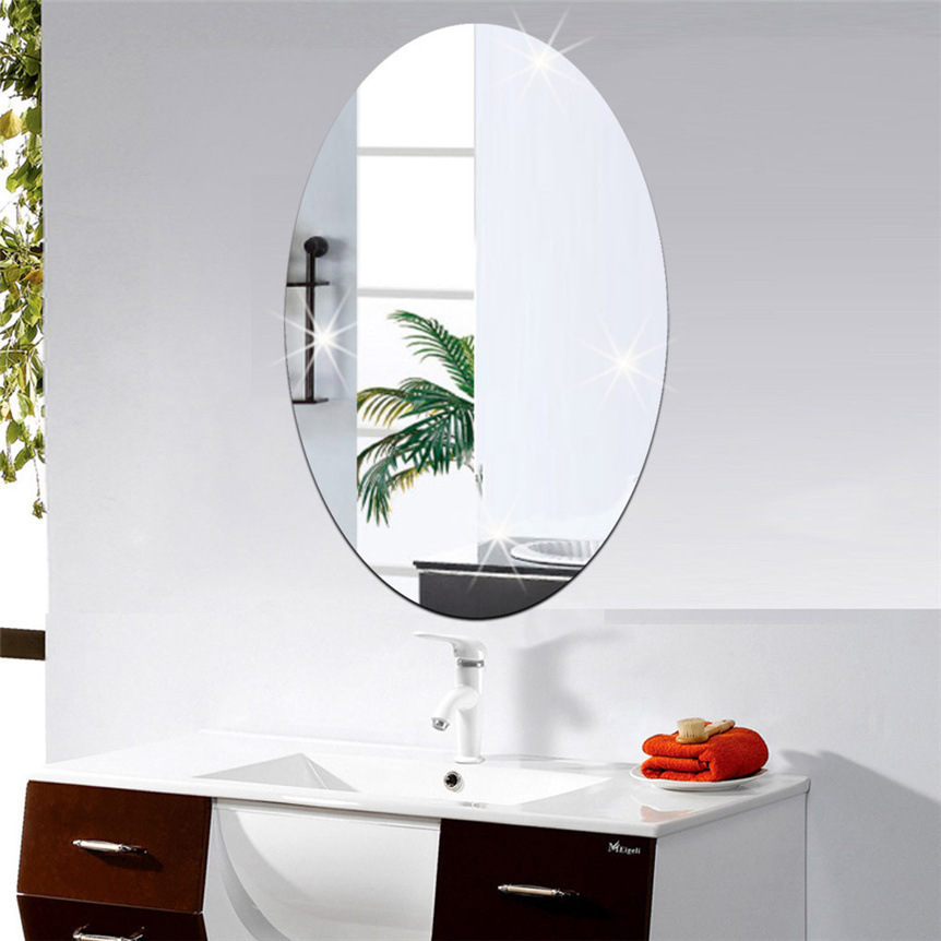 Oval Removable Acrylic Mirror Setting Wall Sticker Decal for Home Living Room Bedroom Bathroom Decor