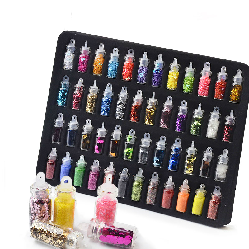 48 Bottles/Set Nail Art Sequins Glitter Powder Manicure Decoral Tips Polish Nail Stickers Mixed Design Case Set