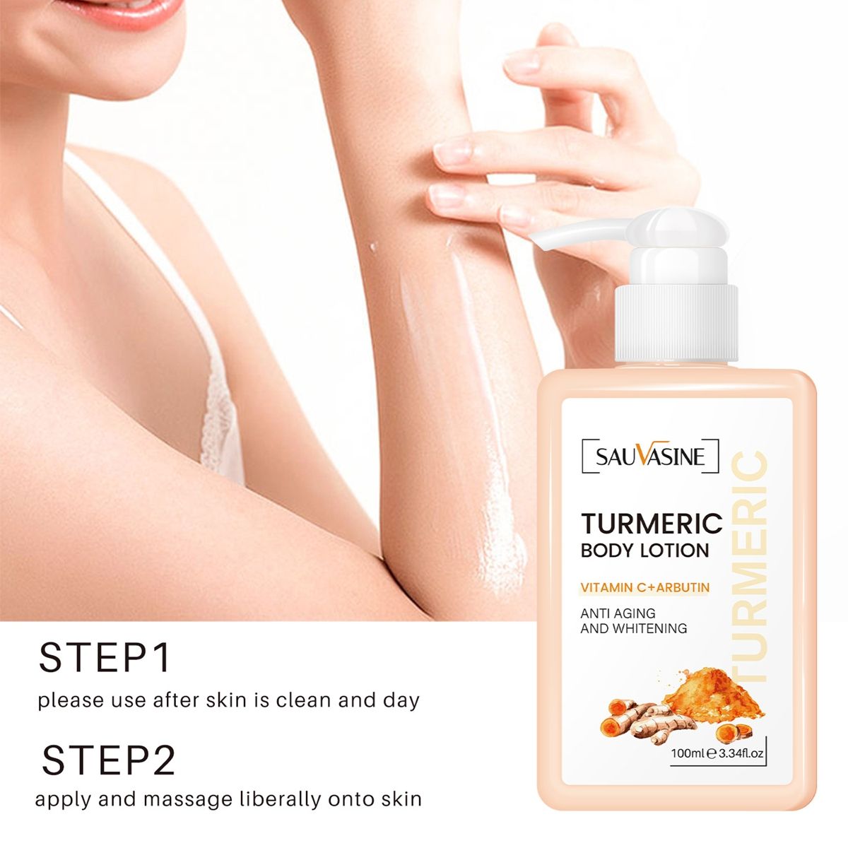 SAUVASINE Turmeric Body lotion brightens the skin and gently brightens the body