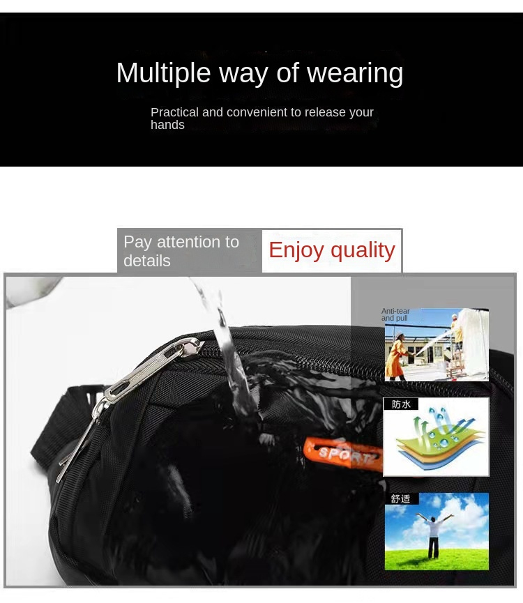 Unisex messenger bag waist bag cash register wallet, mountaineering bag, running mobile phone bag