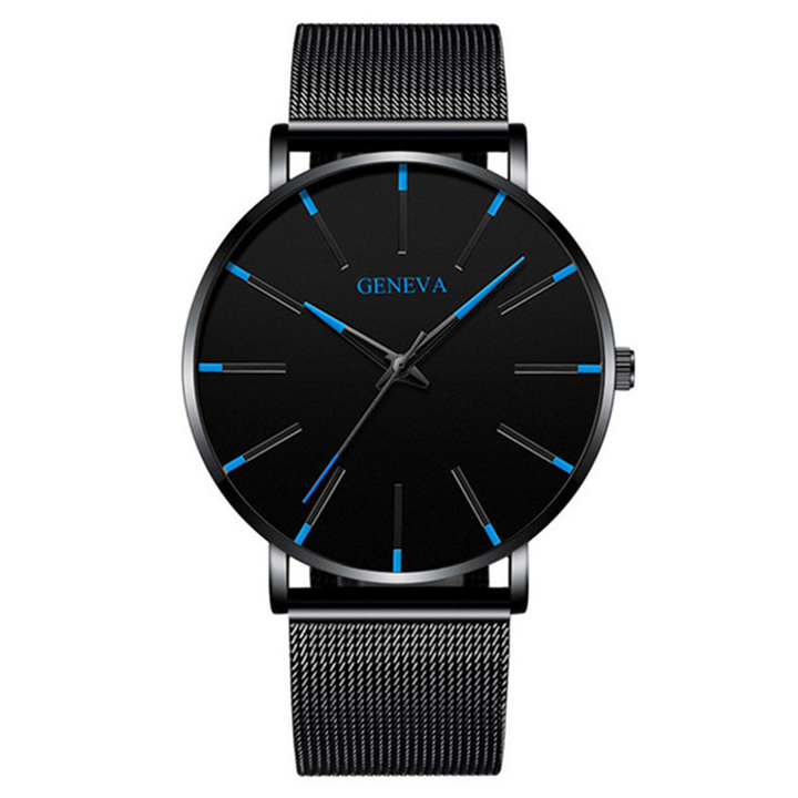 2021 Men's Watches Fashion Ultra Thin Watches Simple Men Business Watch Stainless Steel Mesh Belt Watch

