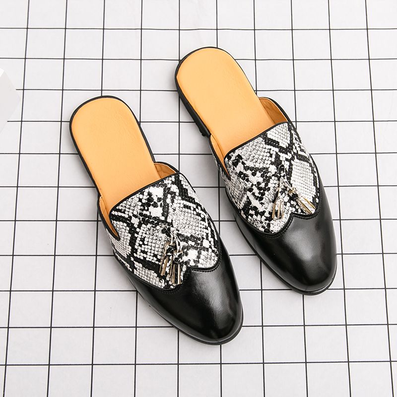 Youth Men Leisure Cool Mules Man Summer Slippers Fashion Casual Leather Loafers Flats Shoes Pu Breathable Slip On Footwears For