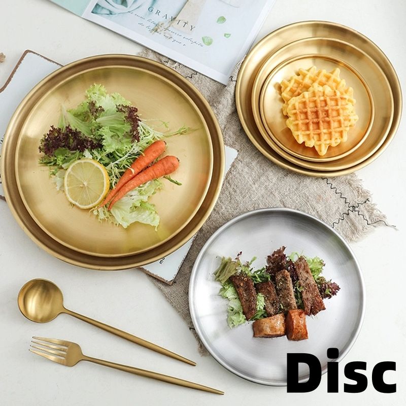 Stainless steel plate, barbecue plate, Western cuisine plate, ornament tray CRRSHOP free shipping Thickened stainless steel disc