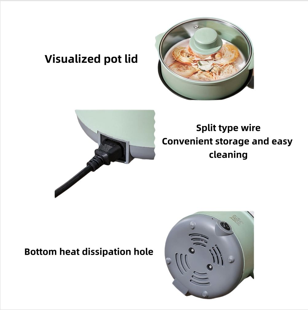 Electric Hot Pot Mini Non-stick Pot Fry Pan Electric Cooker with Plastic Steamer Dormitory Student Noodle Pot Home Electric Steamer Double-layers Egg Cooker Multi-functional Pot for Cooking Soup Rice Porridge Stewpot Kitchen Small Appliance