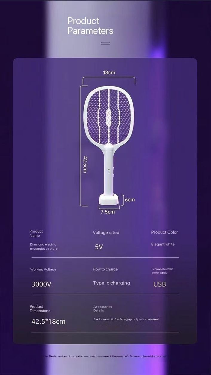 (Strong UV Mosquito Attracting Electric Swatter - Long Battery Life, Handheld & Standing)Mosquito Swatter
