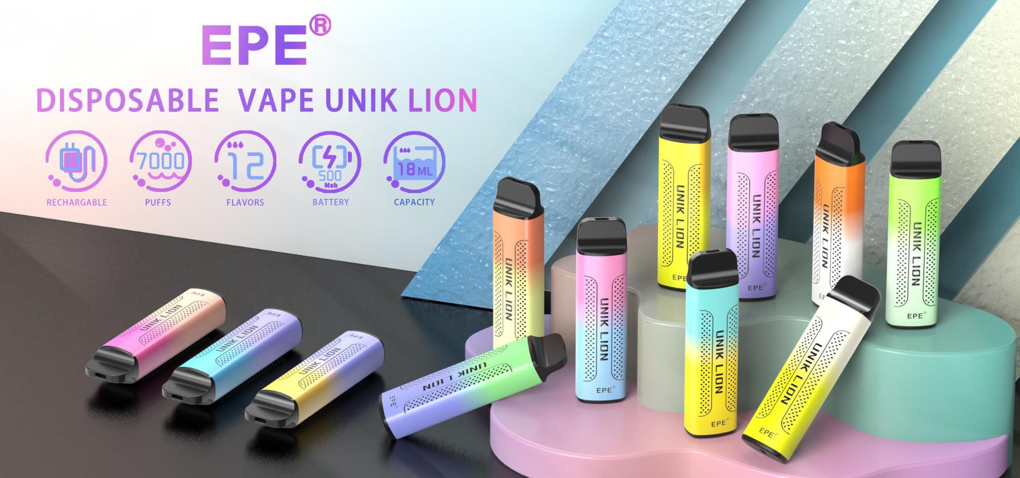 E-cigarette supplier Price Original EPE Unik Lion 7000puffs Disposable Vape Pen EPE Unik Ultra Electronic Cigarette Type C  in Stock! ! ! EPE Unik Vape 1200 5000 5500 6000 Rechargeable Pen Hookah 5500 Puffs Pod Device Disposable Vapes 5500puffs EPE Unik Ultra Disposable Vape 550mAh EPE Unik Ultra Rechargeable with Type C 
2%&5% EPE Unik Ultra Disposable Vape  EPE Unik Ultra Disposable Vape 5500 Puffs is an ultra-compact easy-to-carry disposable device with pre-filled salt  nicotine e-liquid. Sufficient liq volume is at the leading level of disposable pre-installed pods equipment,  no need to worry about running out immediately,  long use period.Sufficient power to provide a long time. uses a built-in 550mAh battery. It will simplify operation and  extend battery life.Sufficient battery power to provide a long time vape.Mixed flavors