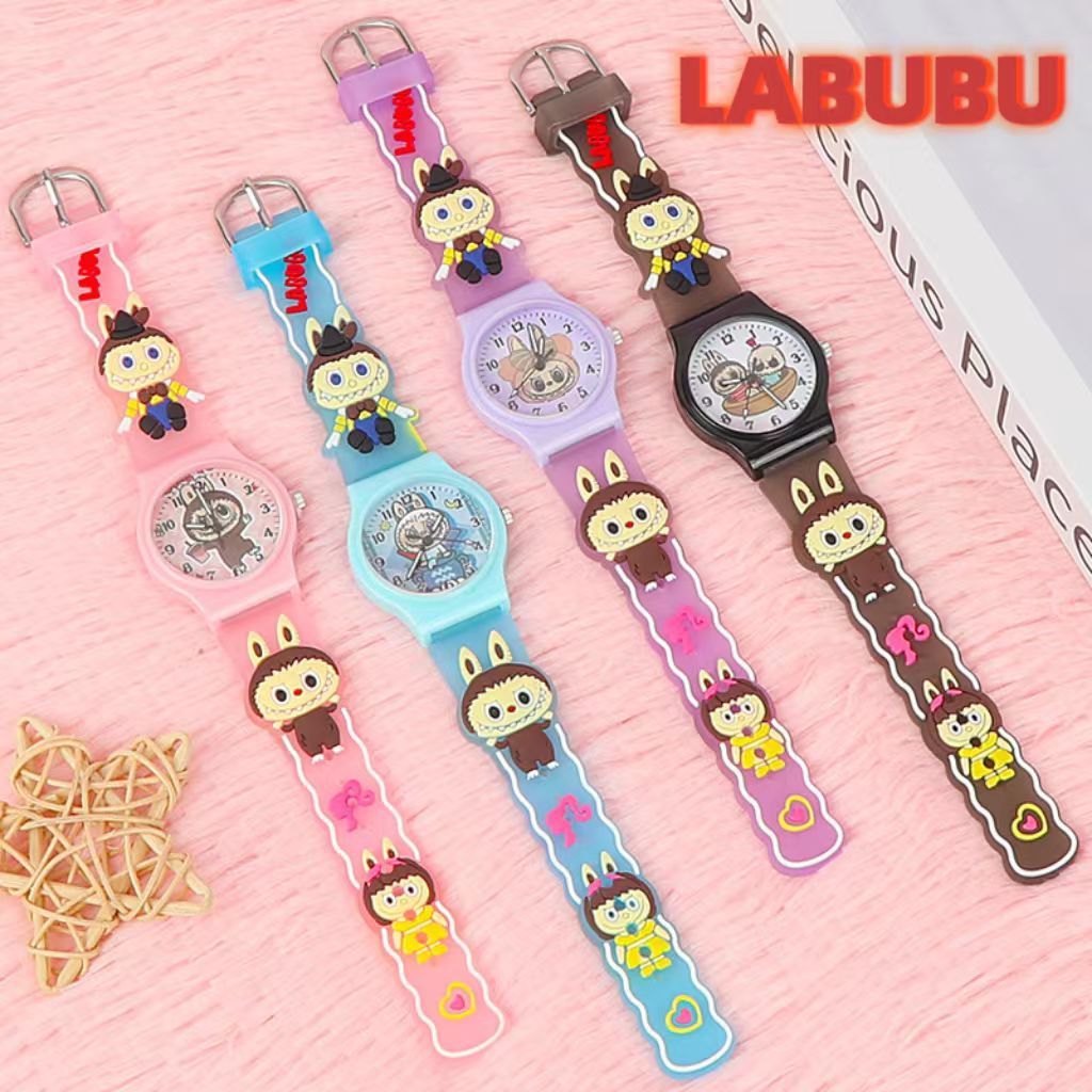 New cute Labubu cartoon children's watch jelly student pointer watch high value birthday gift watch